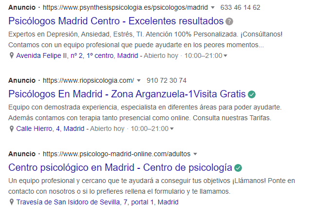 google ads psicologos