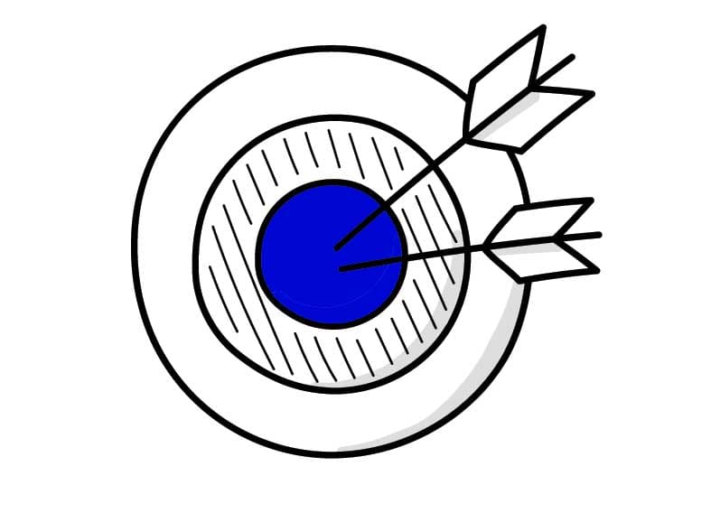 Icono de diana con flechas clavadas en centro azul