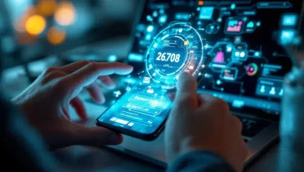 concepto futurista pantalla telefono movil